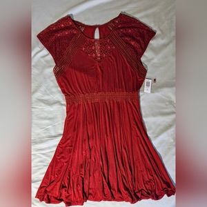 Torrid Red Mini Super Soft Lace Inset Skater Dress 2X NWT